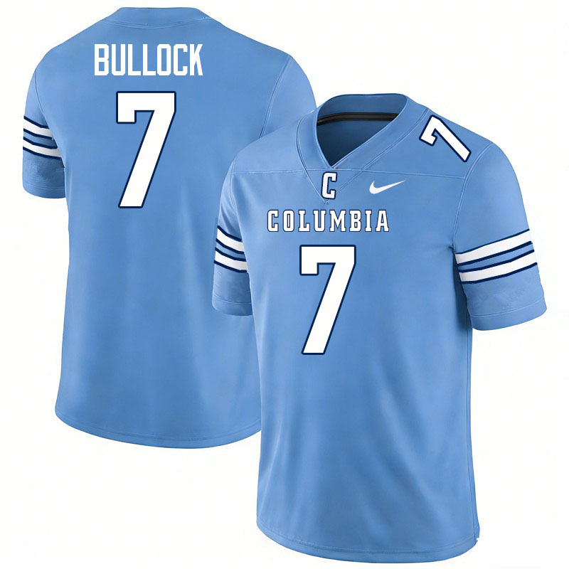 Columbia Lions #7 Lucas Bullock College Football Jerseys,Uniforms Stitched-Columbia Blue
